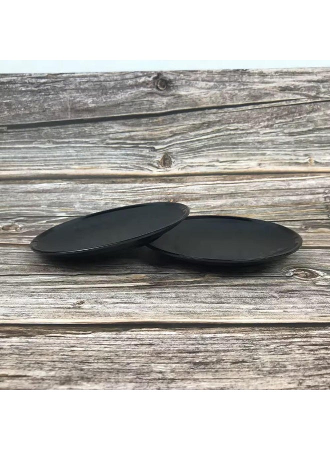 Set of 6 black melamine plates, 18 cm each  Break-resistant  Elegant and distinctive serving plates for main dishes  Made of melamine, these plates are lightweight yet durable.  Their 18 cm size makes them suitable for serving a variety of dishes. - Image 2