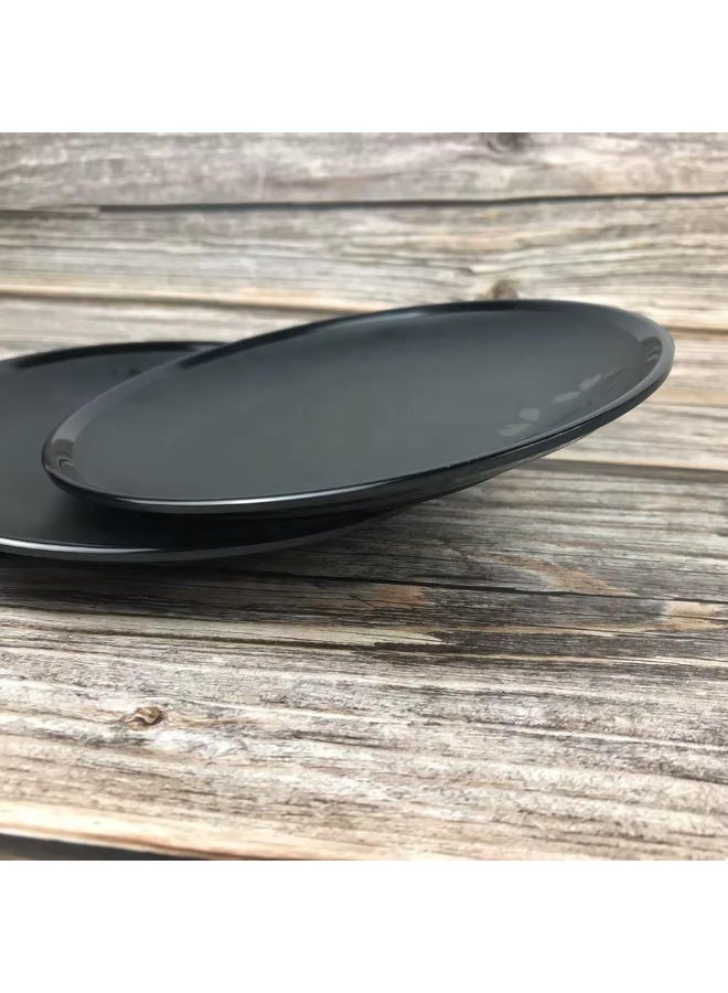 Set of 6 black melamine plates, 18 cm each  Break-resistant  Elegant and distinctive serving plates for main dishes  Made of melamine, these plates are lightweight yet durable.  Their 18 cm size makes them suitable for serving a variety of dishes. - Image 3