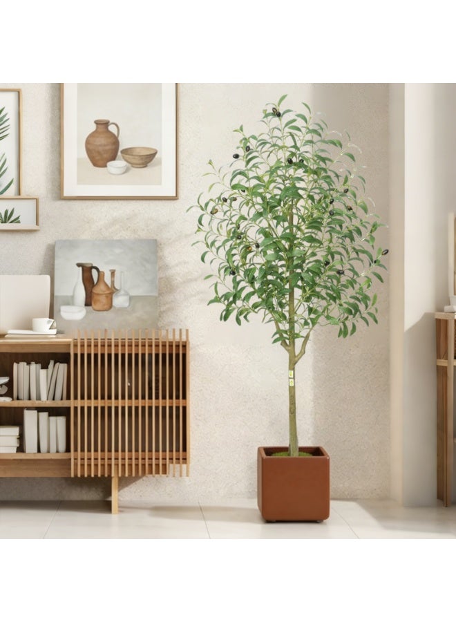 Artificial Olive Tree Potted Plant, 150cm Realistic Faux Indoor Greenery Floor Decor for Home & Office, Fade-Resistant Materials - Image 1