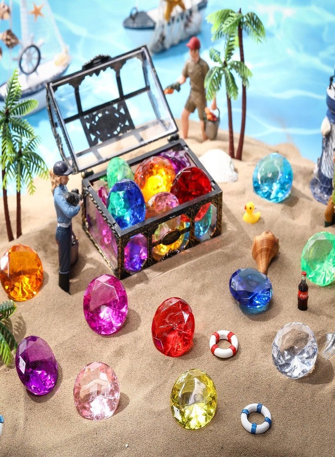 Seenelling مجموعة ألعاب حمام سباحة Seenelling مكونة من 100 قطعة من أحجار الغطس الكبيرة مع 6 صناديق كنز للأطفال، مصنوعة من الأكريليك والماس، على شكل صندوق كنز مزيف، هدية مثالية لتدريب الغوص والسباحة، وهدايا رائعة لحفلات الصيف. - Image 3