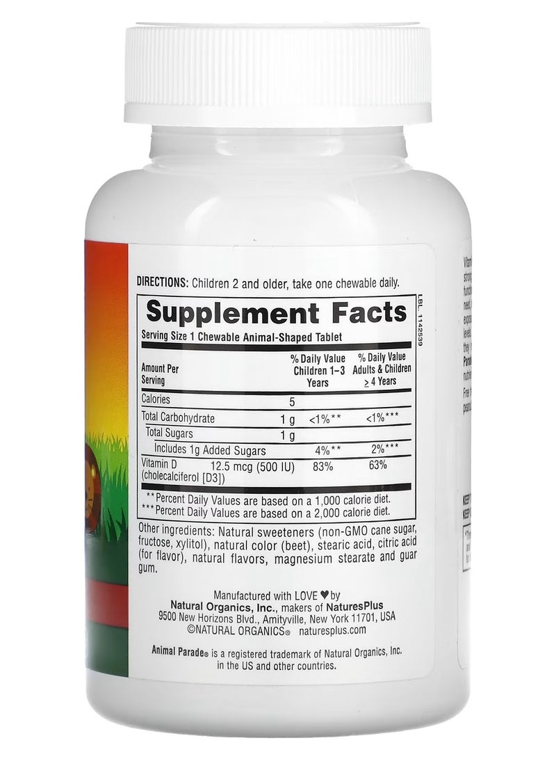 NaturesPlus Parade, Vitamin D3, Black Cherry, 500 IU 90 Animal-Shaped Tablets - Image 2