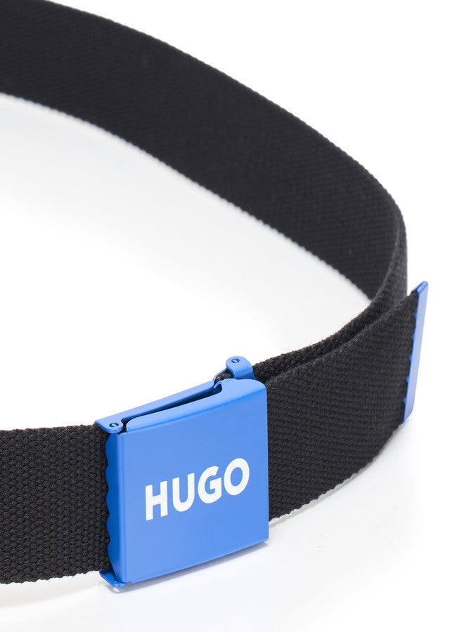 HUGO Logo Buckle Belt, black jade, One Size - Image 3