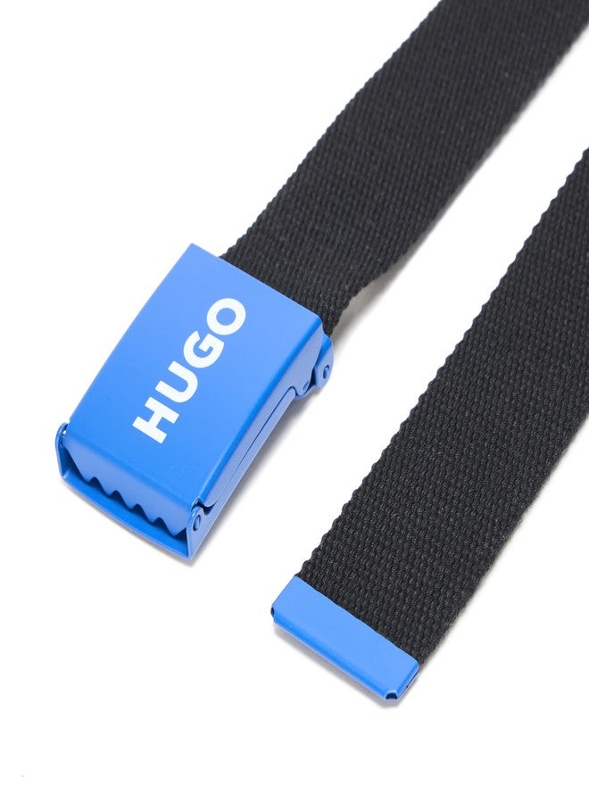 HUGO Logo Buckle Belt, black jade, One Size - Image 4