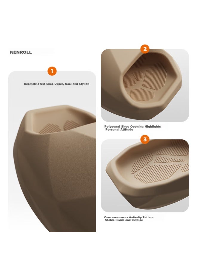 Kenroll Casual Home Slippers For Men And Women, Thick-soled Comfortable Trendy Non-slip Slippers, Milk Tea Color, Size 37-38 - Image 2