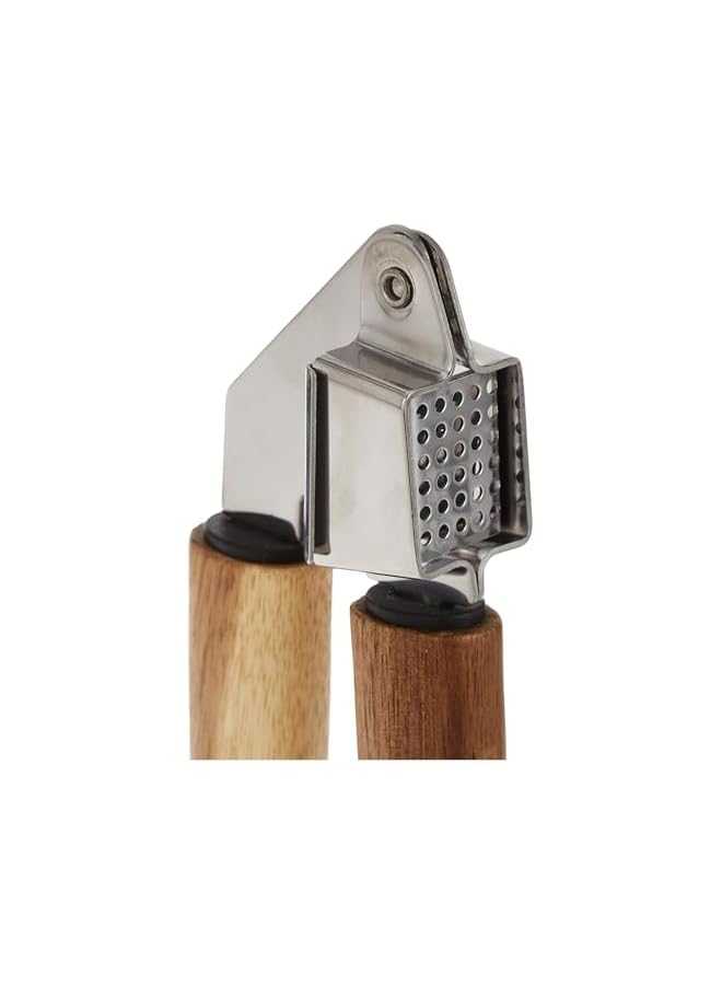 S-TOP Stainless Steel Garlic Presser with Acacia Wood Handle AC-KA0026 - Image 2