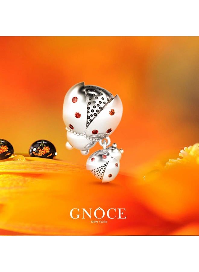 GNOCE Ladybug Charm 925 Sterling Silver "Be Thankful" Dangle Charm Cute Ladybug Bead For Bracelet/Necklace Women Girls Animal Lovers Gift, Metal - Image 5