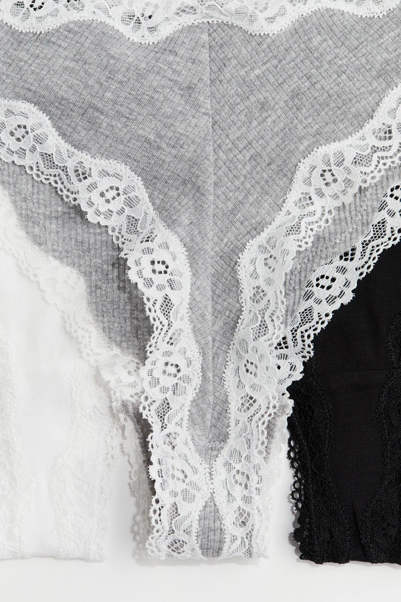 H&M 5-pack cotton and lace Brazilian briefs