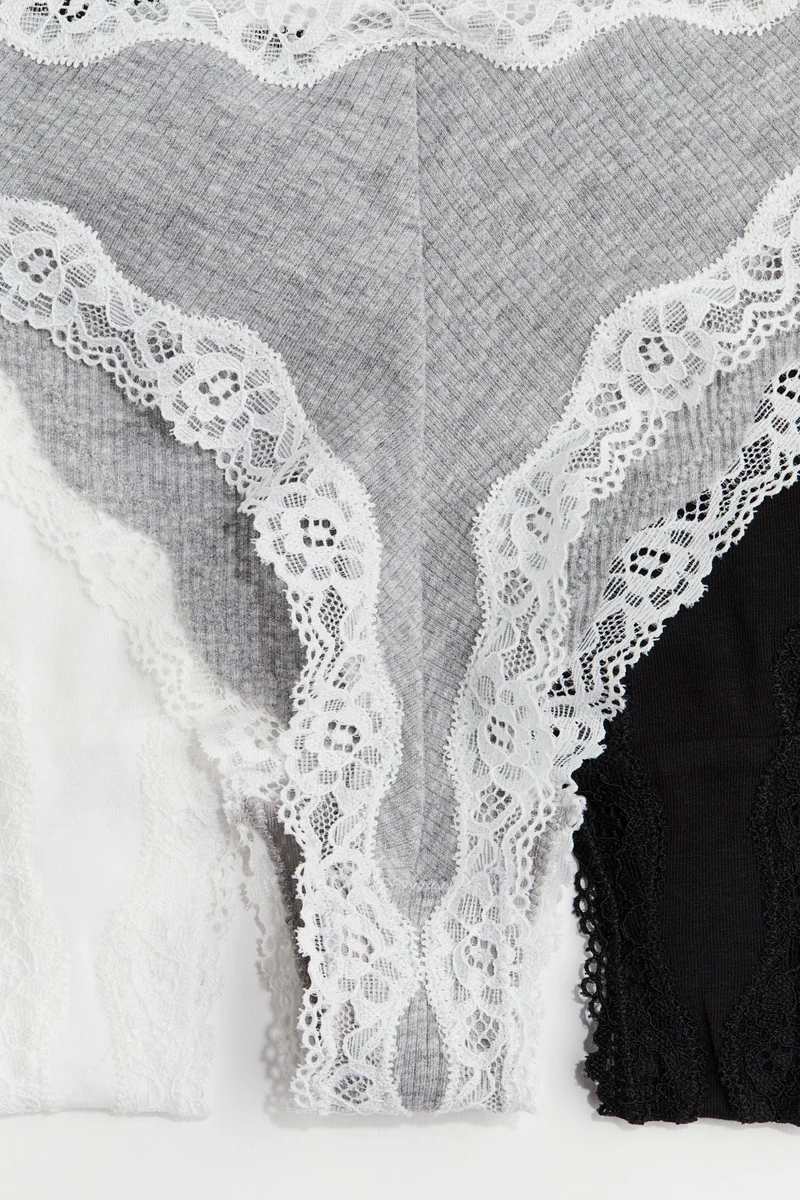H&M 5-pack cotton and lace Brazilian briefs