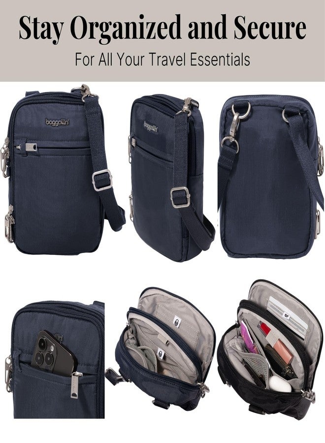 Baggallini Securtex® Anti-theft Mini Everything Crossbody Bag, 6.3"x8.25" Rfid, Locking Zippers & Cut-resistant Strap, French Navy, One size - Image 5