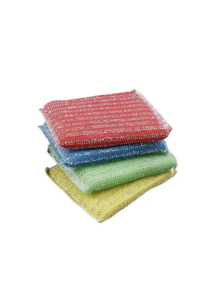 Spaceshoop 4pcs, Cleaning Brush, Scouring Pad, Fine Striped Wash King, Wash Dish Sponge Block, Kitchen Wash Dish Hundred Clean Cloth Sponge Wipe, Cleaning Supplies 