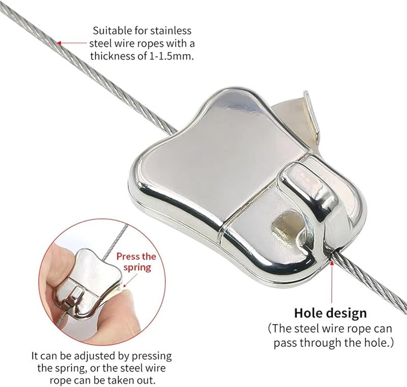 Stainless Steel Picture Hangers 4pcs Adjustable Cable Rope For Photo Mirror Painting Art Type B 2M - Image 4