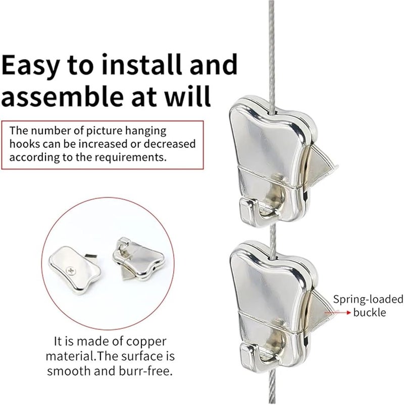 Stainless Steel Picture Hangers 4pcs Adjustable Cable Rope For Photo Mirror Painting Art Type B 2M - Image 5