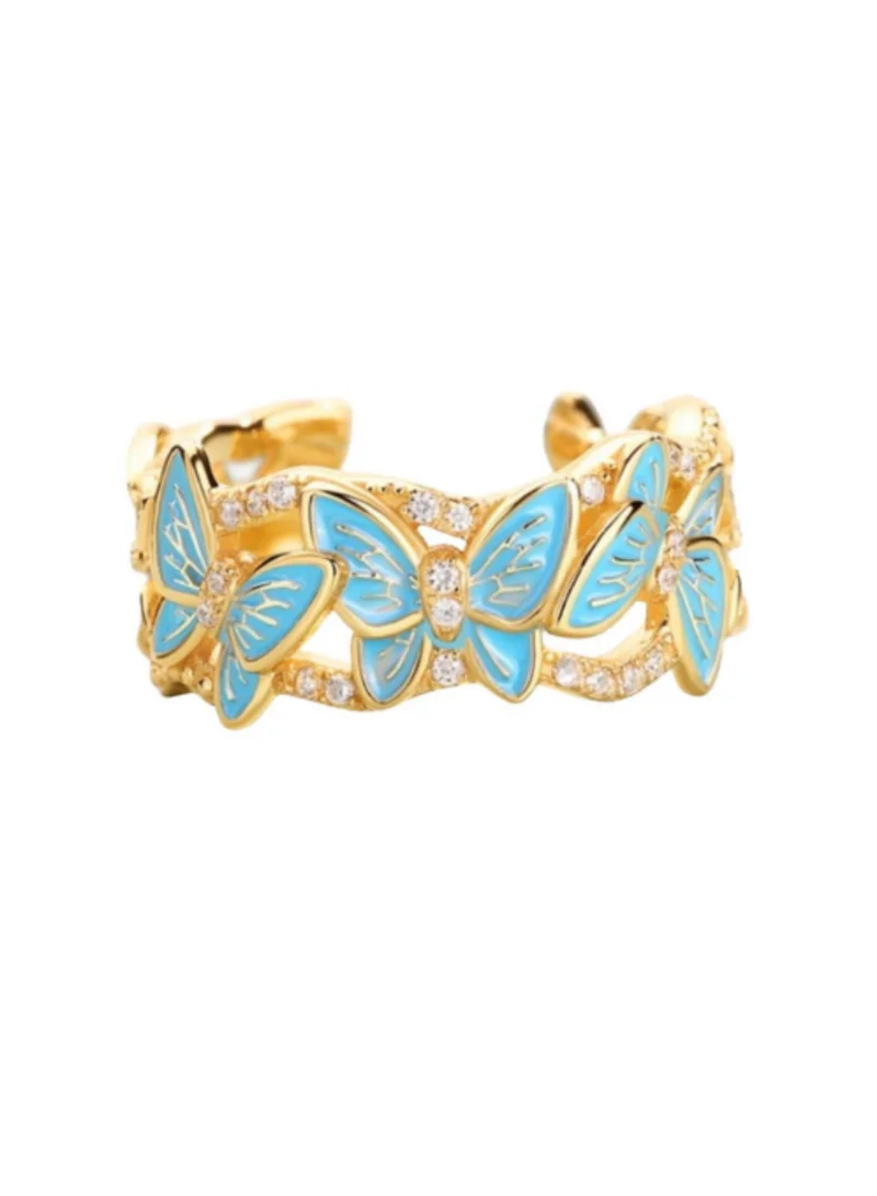 Butterfly Ring In Gold Plated Silver
