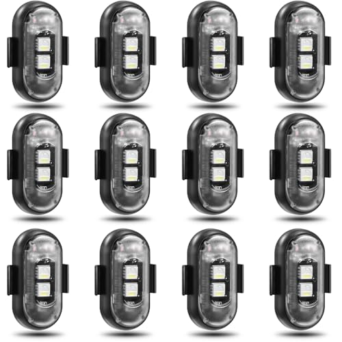Suacopzar 12PCS Wireless LED Lights for Car Wireless LED Strobe Lights with Remote Control 8 Colors IP65 Waterproof USB High Brightness AntiCollision for Car Motorcycle Truck Drone RC Aircraft Bike - Image 1