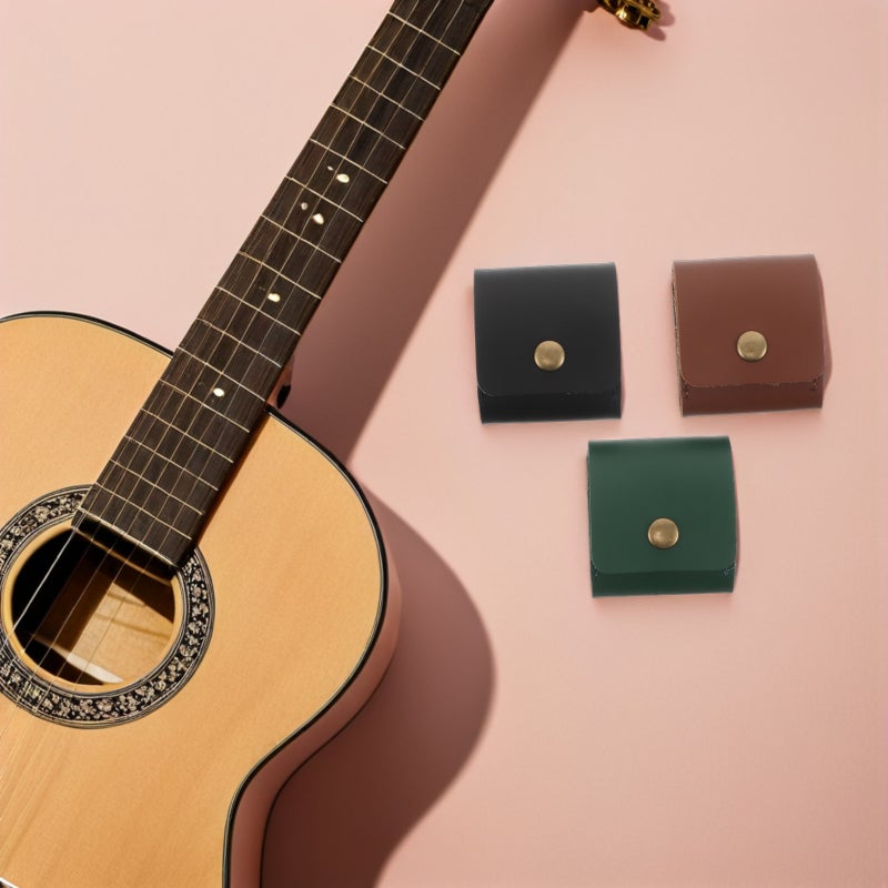 3pcs Pu Leather Guitar Pick Holder: Foldable Roll-Up Plectrum Organizer Bag With 3 Compartment - Guitar Pick Storage Pouch For Guitarists - Image 2