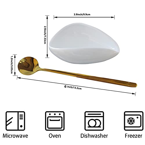 PFCTRJR Coffee Spoon Rest, Mini Coffee Spoon Holder, Small Ceramic Spoon Rest for Coffee Stirrers, Teaspoon, Bar Spoon, Coffee Bar Accessories, Coffee Station (Ture white+Gold Spoon) - Image 4