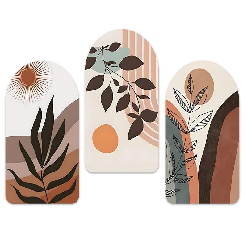 Kaameri Bazaar Abstract Plant Boho Botanical Art Print for Home Decor | Office | Gift | Wooden Wall Hanger| Living Room, Pack of 3 Pieces - Image 1
