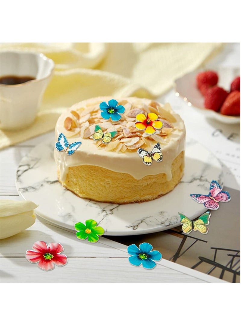 Y&D Edible Flower Cupcake Toppers Set of 70 Pcs Mixed Size Birthday Cake Toppers Multicolour Family Wedding Party Food Decoration - Image 4