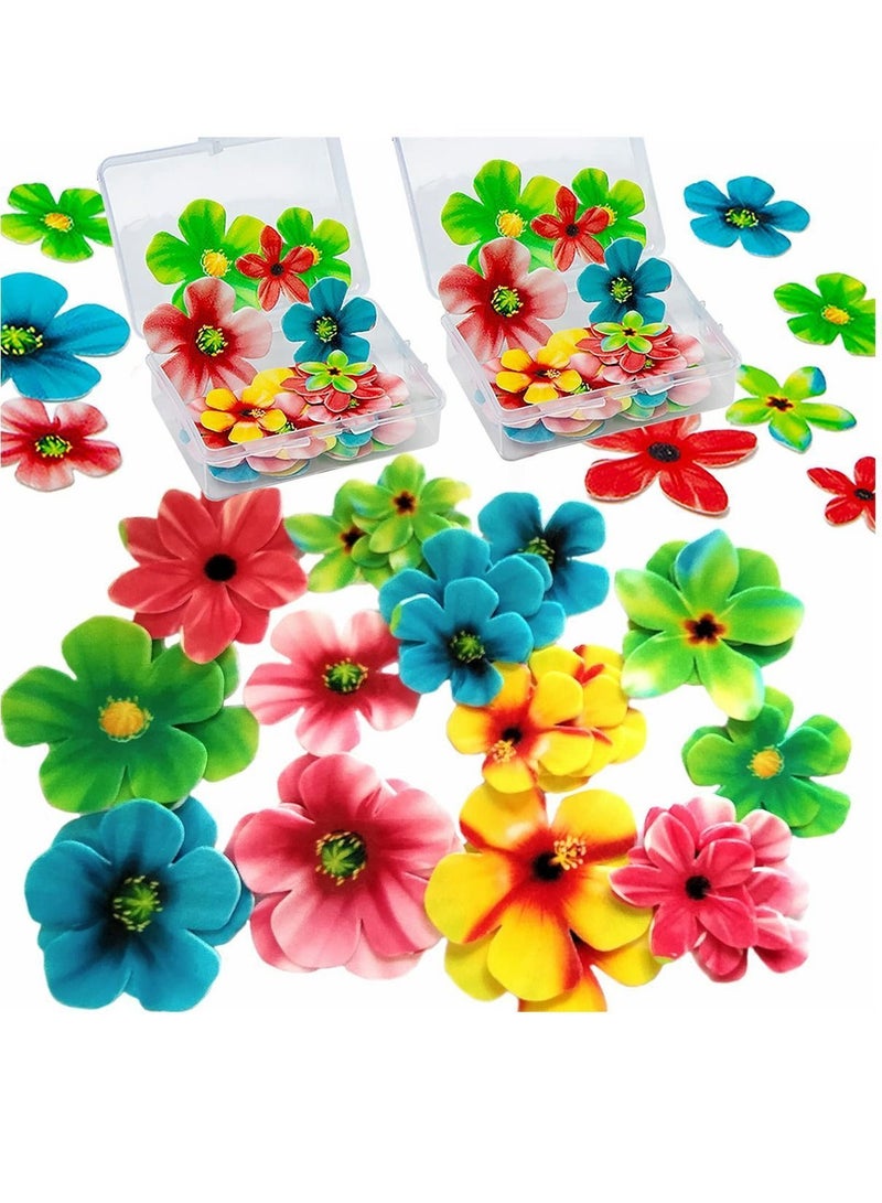 Y&D Edible Flower Cupcake Toppers Set of 70 Pcs Mixed Size Birthday Cake Toppers Multicolour Family Wedding Party Food Decoration - Image 1