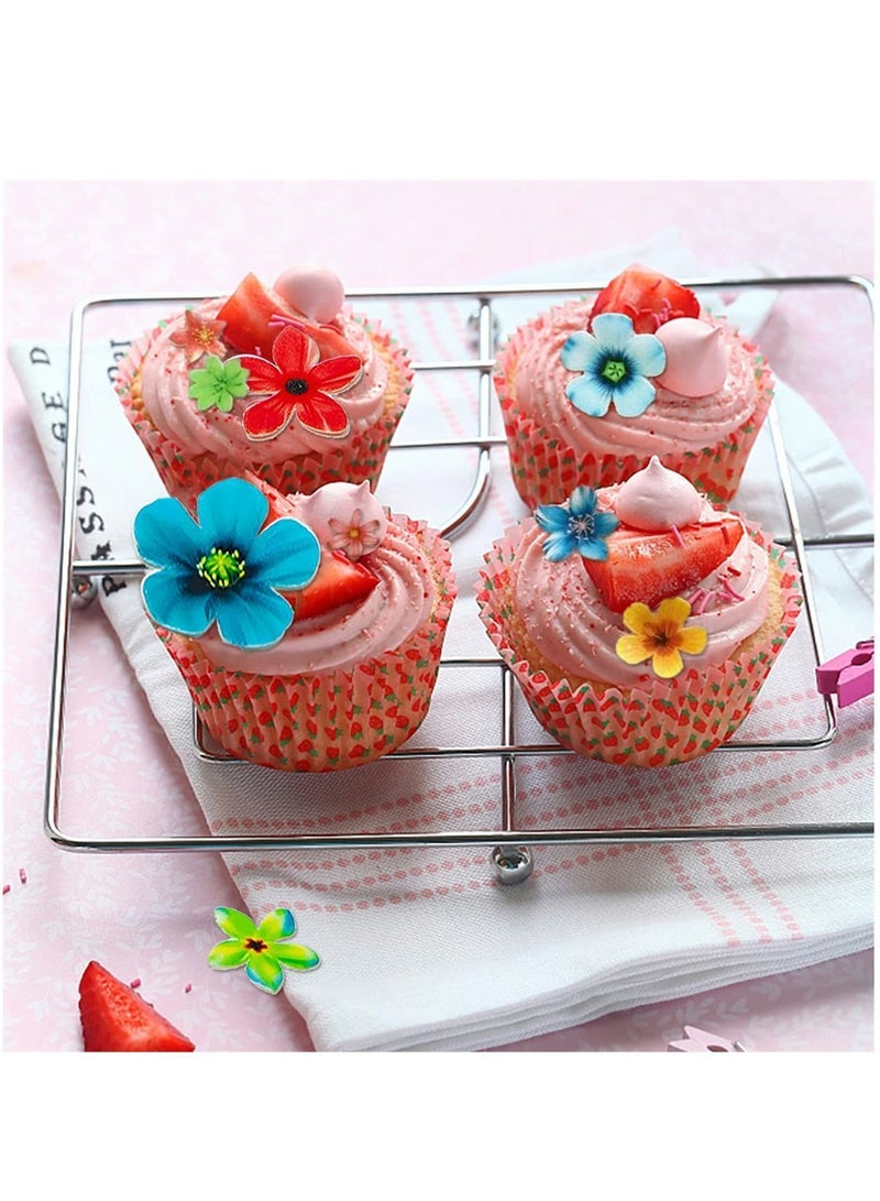 Y&D Edible Flower Cupcake Toppers Set of 70 Pcs Mixed Size Birthday Cake Toppers Multicolour Family Wedding Party Food Decoration - Image 5