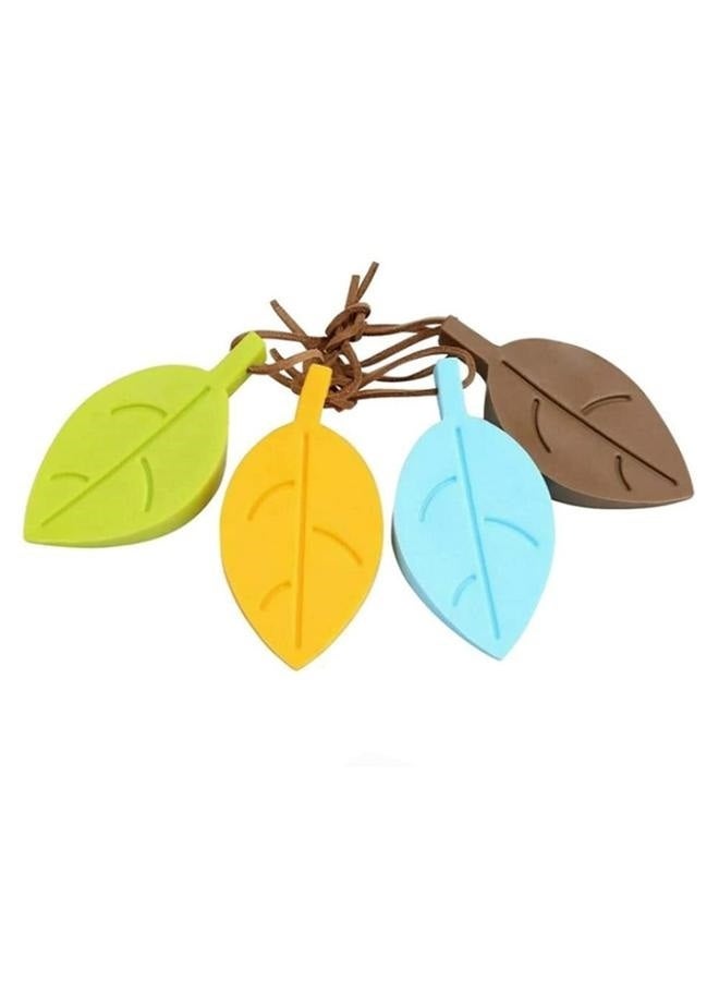 Colorful Silicone Leaves Door Stopper,Cute Leaf Flexible Silicone Window Finger Protector/Door Stops Set with Lanyard  - Image 2