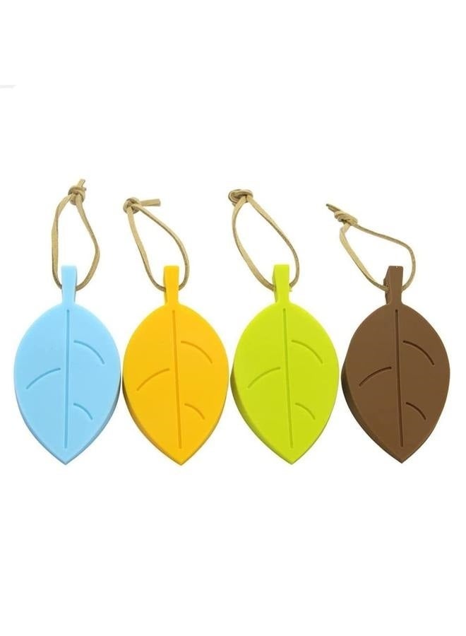 Colorful Silicone Leaves Door Stopper,Cute Leaf Flexible Silicone Window Finger Protector/Door Stops Set with Lanyard  - Image 1