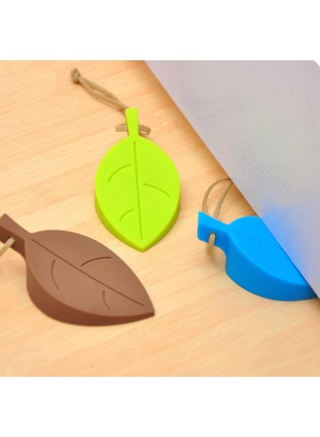 Colorful Silicone Leaves Door Stopper,Cute Leaf Flexible Silicone Window Finger Protector/Door Stops Set with Lanyard  - Image 5