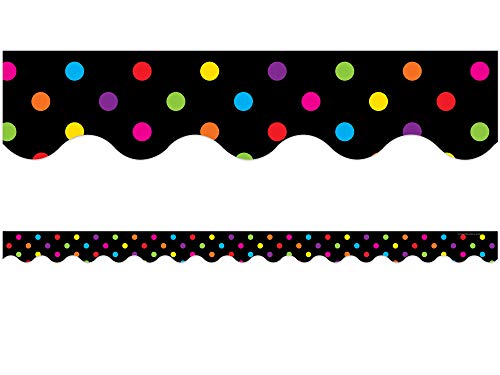 Teacher Created Resources Black/Multicolor Dots Scalloped Border Trim, Black/Multi Color Dots (4648) - Image 1