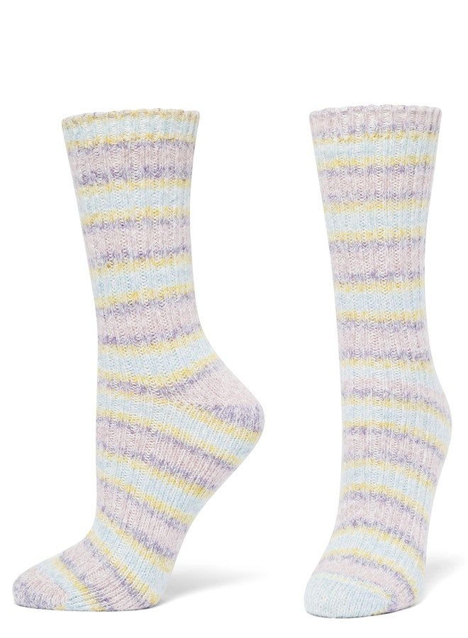 HUE جوارب نسائية مريحة من HUE، عبوة من زوجين، مخططة باللون الوردي/منقطة باللون الليلكي، مقاس واحد - Image 3