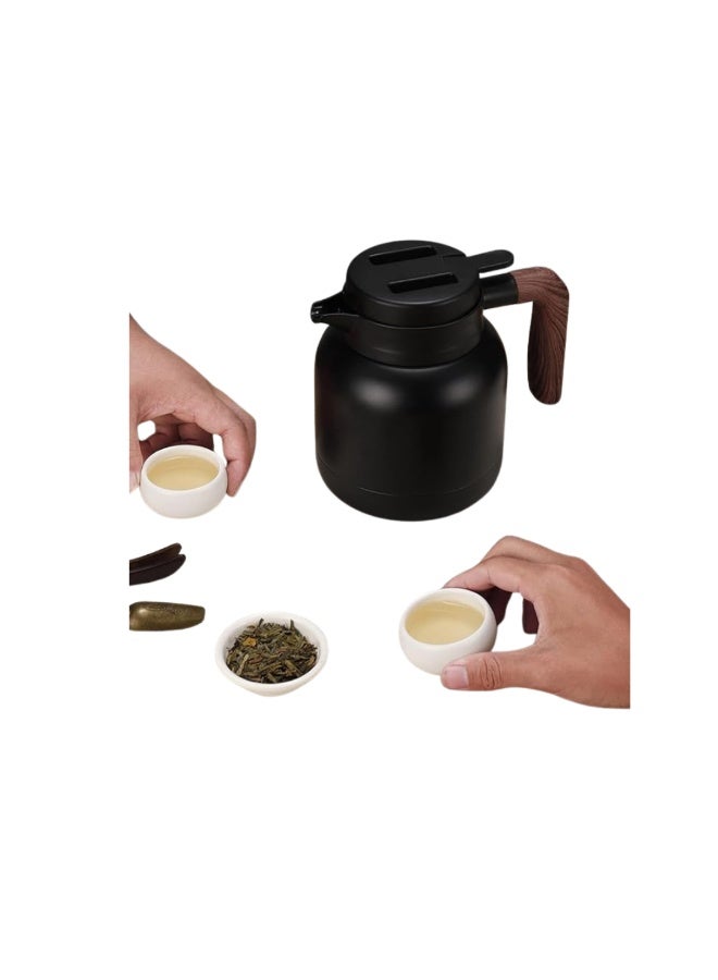 Desselan Insulated Vacuum Jug with Tea Filter – 1.2L Stainless Steel Thermal Coffee Carafe with Push Button & Non-Slip Base, Black - Image 2