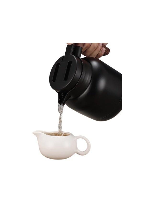Desselan Insulated Vacuum Jug with Tea Filter – 1.2L Stainless Steel Thermal Coffee Carafe with Push Button & Non-Slip Base, Black - Image 3