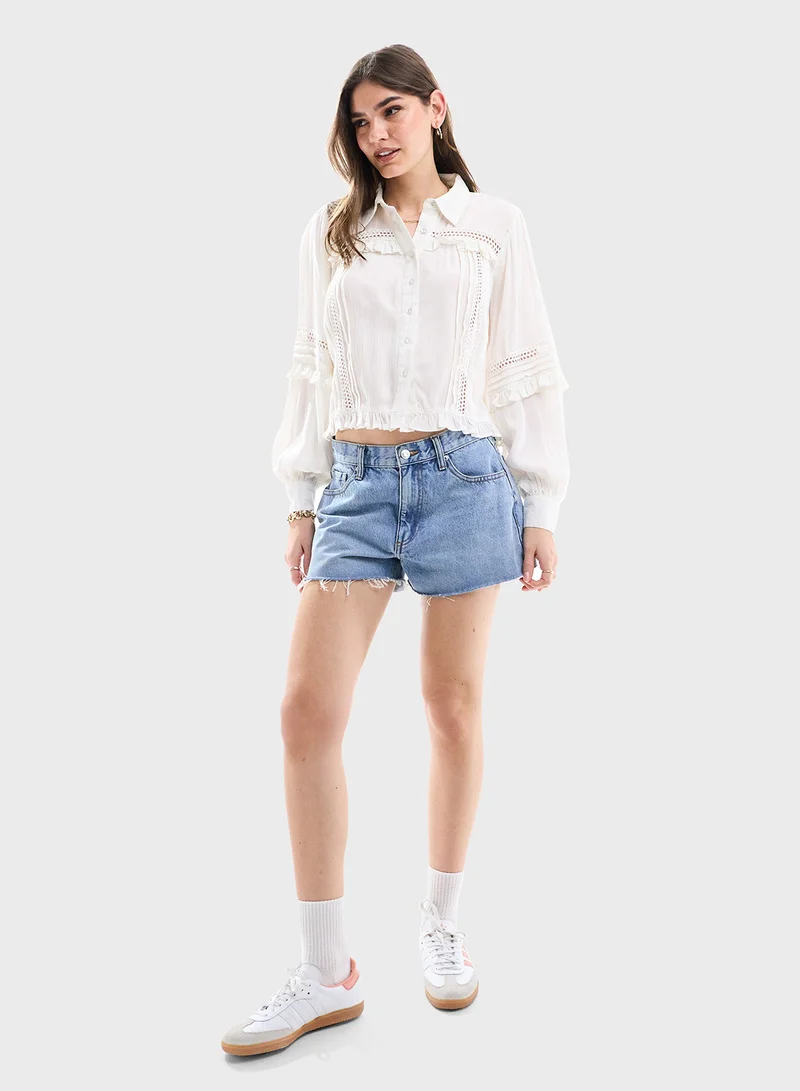 Miss Selfridge Miss Selfridge textured trim detail western shirt