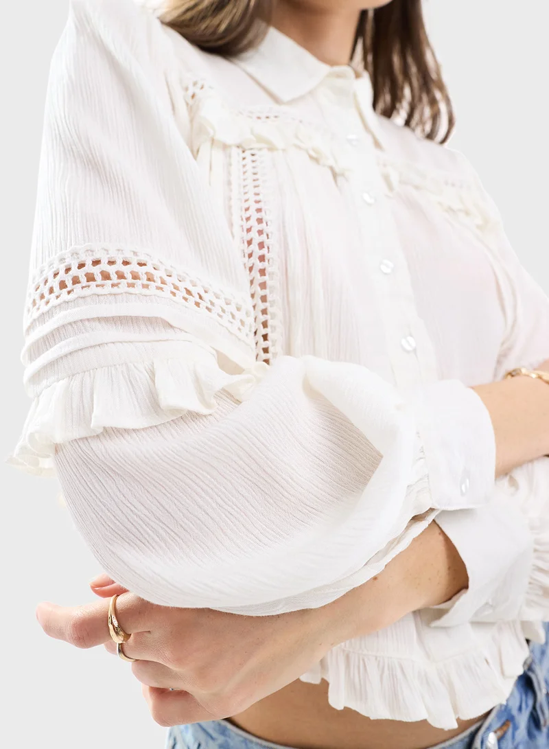Miss Selfridge Miss Selfridge textured trim detail western shirt