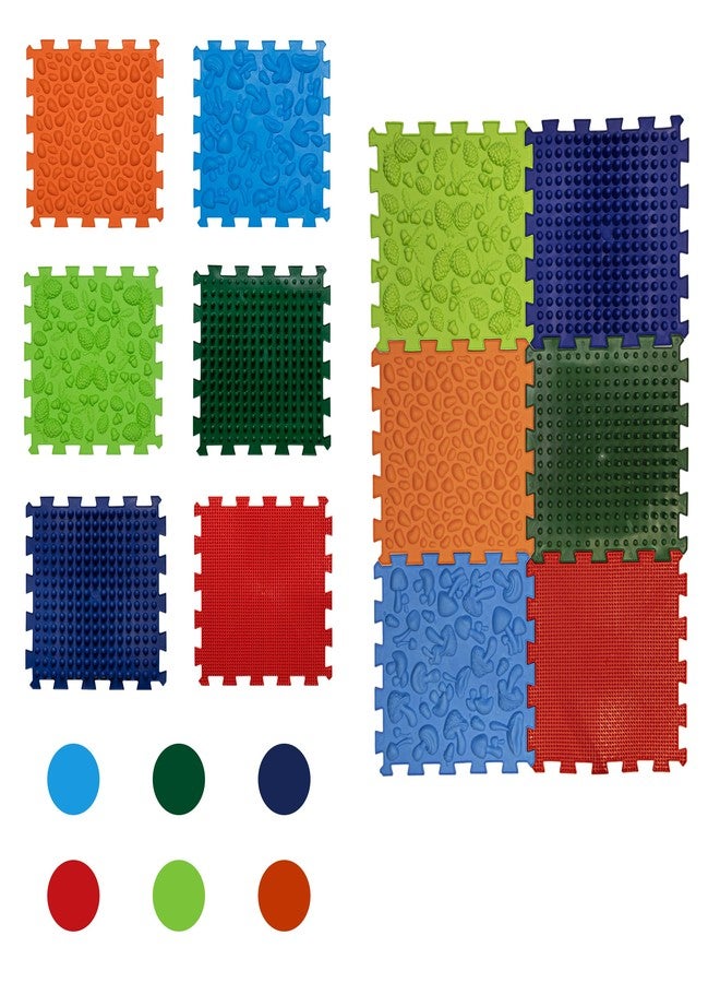 BIOL 6 pcs Textured Floor Mats Sensory Puzzle Rug Carpet - Sensory Floor Tiles Mat - Orthopedic Floor Mat Massage - Sensory Mats for Autistic People (Medium) - Image 1