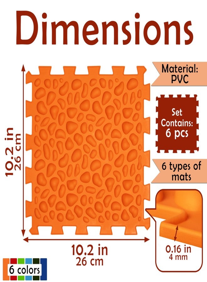 BIOL 6 pcs Textured Floor Mats Sensory Puzzle Rug Carpet - Sensory Floor Tiles Mat - Orthopedic Floor Mat Massage - Sensory Mats for Autistic People (Medium) - Image 3