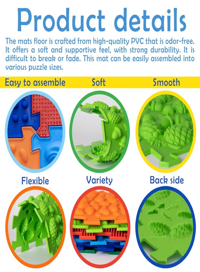 BIOL 6 pcs Textured Floor Mats Sensory Puzzle Rug Carpet - Sensory Floor Tiles Mat - Orthopedic Floor Mat Massage - Sensory Mats for Autistic People (Medium) - Image 5