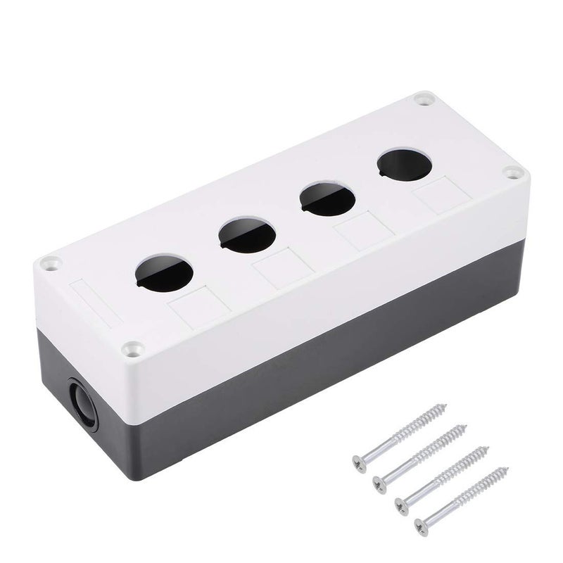 POWER Push Button Switch Control Station Box 22mm 4 Button Hole Waterproof White and Black (2) - Image 1