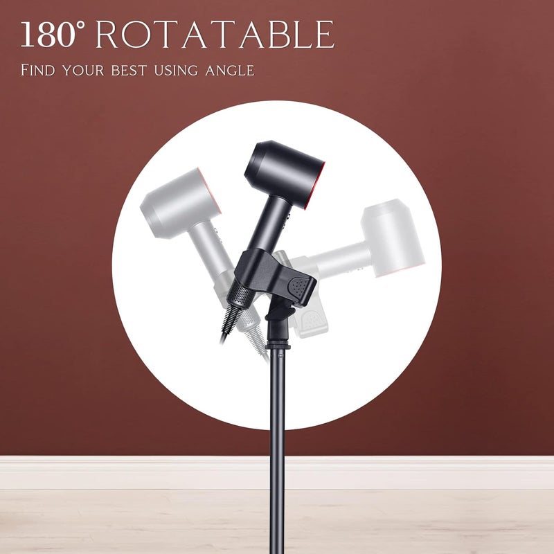 woobles Hands Free Hair Dryer Stand Holder -  Rotatable Blower Stand Holder Floor Stand, Durable Metal Blow Dryer Stand with Heavy Base, Adjustable Height Lady Hair Drying Holder for Women Pets-Black - Image 4