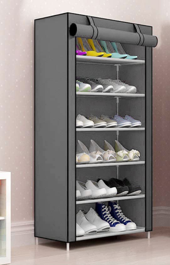 FLIPZON FLIPZON Premium 6Tiers Shoe RackMultipurpose Storage Rack with Dustproof Cover Grey - Image 4