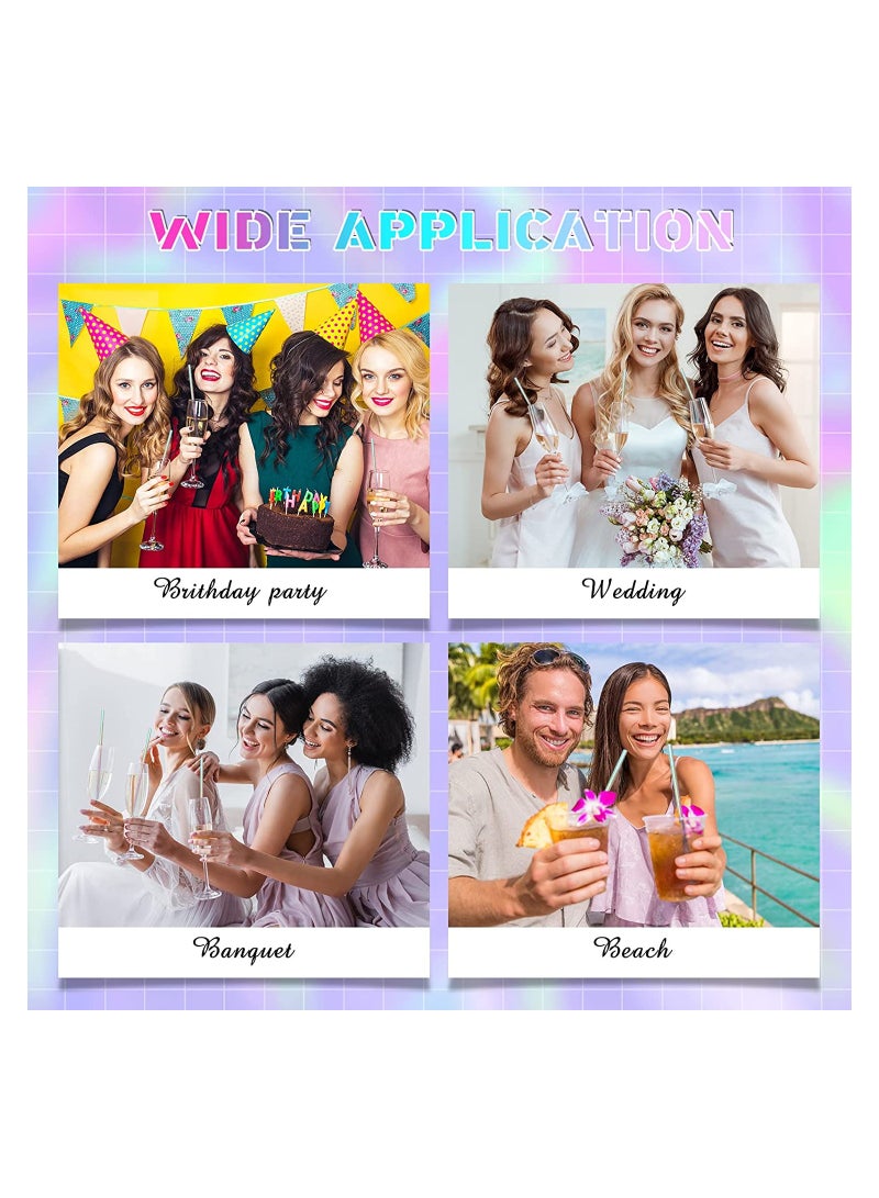 Excefore 200 Pcs Iridescent Paper Straws Drinking Disposable Straws Multicoloured Straws Birthday Party Decorations for Party Crafts (Novelty Colors) - Image 5