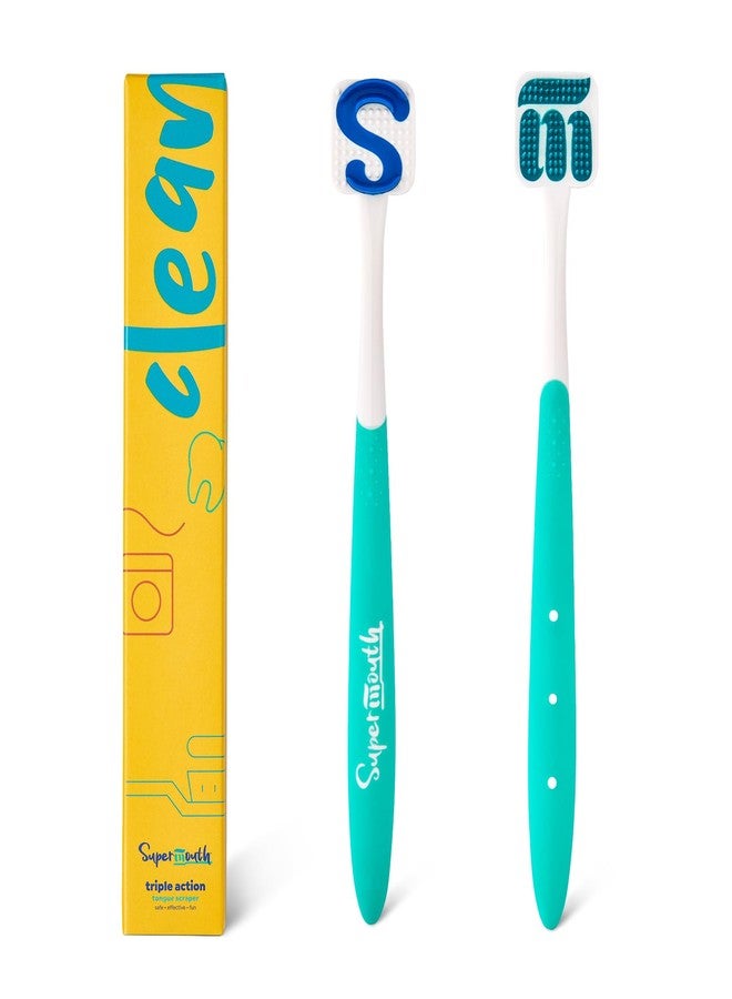 SuperMouth® Tongue Scraper for Adults & Teens – Patented Triple Action Cleaner Brush, Scrubber & Scraper Removes Odor-Causing Buildup, Fights Bad Breath, Freshens Mouth, Soft & Gentle Oral Care - Image 1