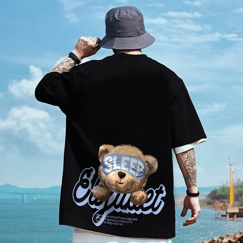 Men'S Five-Quarter Sleeve Round Neck New Standard Fashion Fashion Brand City Style Fashion Urban T-Shirt Daily Summer - Image 3