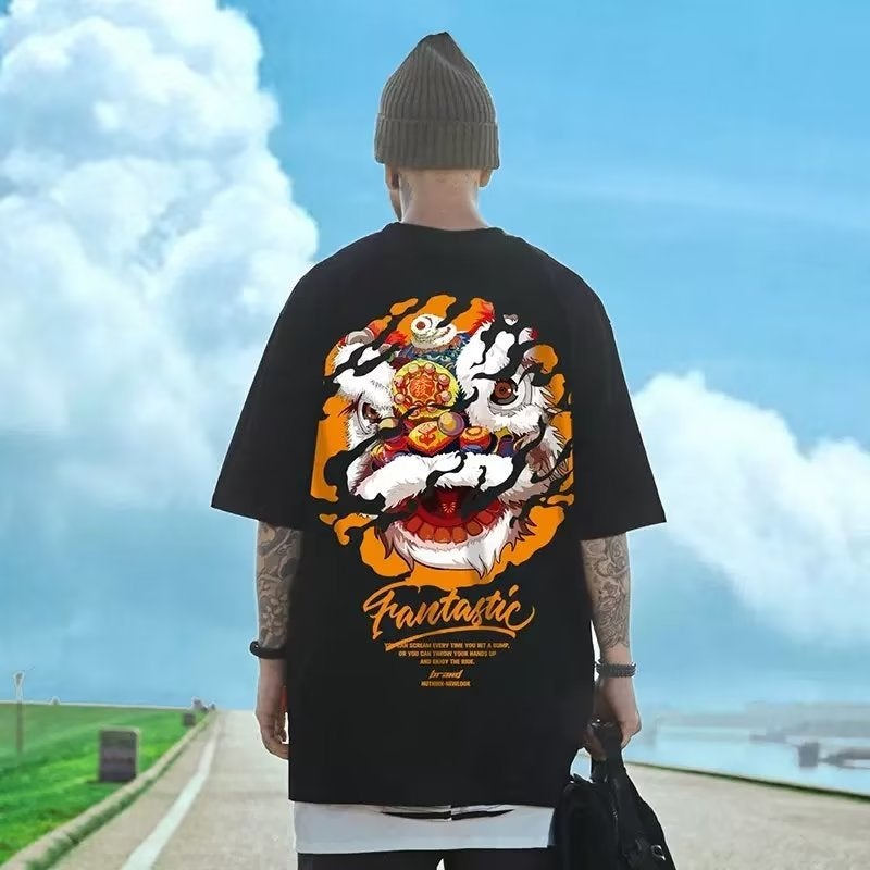 Men'S Five-Quarter Sleeve Round Neck New Standard Fashion Fashion Brand City Style Fashion Urban T-Shirt Daily Summer - Image 5