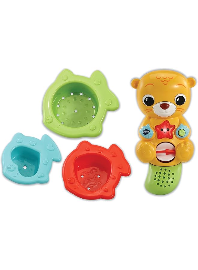 vtech Splashing Fun Otter Bath Toy For 1 Year Olds Plus Sensory Bathtub Toy With Lights Music And 3 Pouring Accessories 1 2 3 Years Plus English Version - Image 1