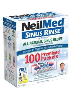 NeilMed Sinus Rinse All Natural Sinus Relief 100 Premixed Refill Packets 
