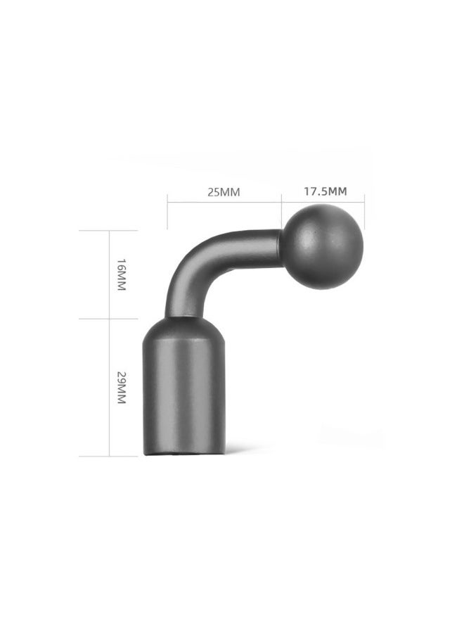 Aluminum Alloy 17/17.5mm Ball Head Bending Bracket Mobile Phone Flat Clip Live Car Sports Camera 1/4 Screw-Color:17.5mm Dark Gray Bending - Image 1