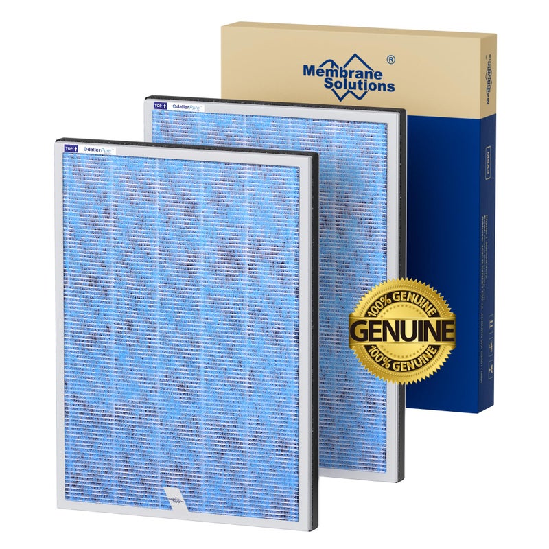 Membrane Solutions MSA3MSA3S Genuine Original Air Purifier Filter Replacement 2 Pack Upgraded 4in1 H13 True HEPA Filter with OdallerPure Technology