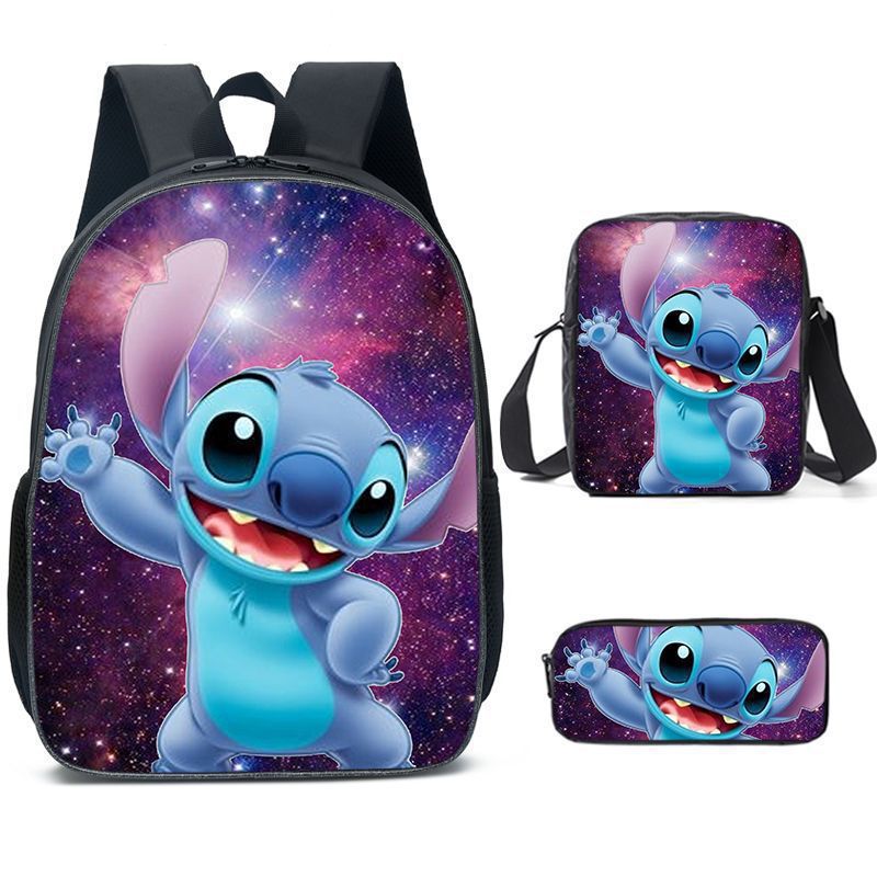 Amazon New Cartoon stitch stitch Three-Piece Set Schoolbag Backpack Backpack for Primary and Secondary School Students G Style 