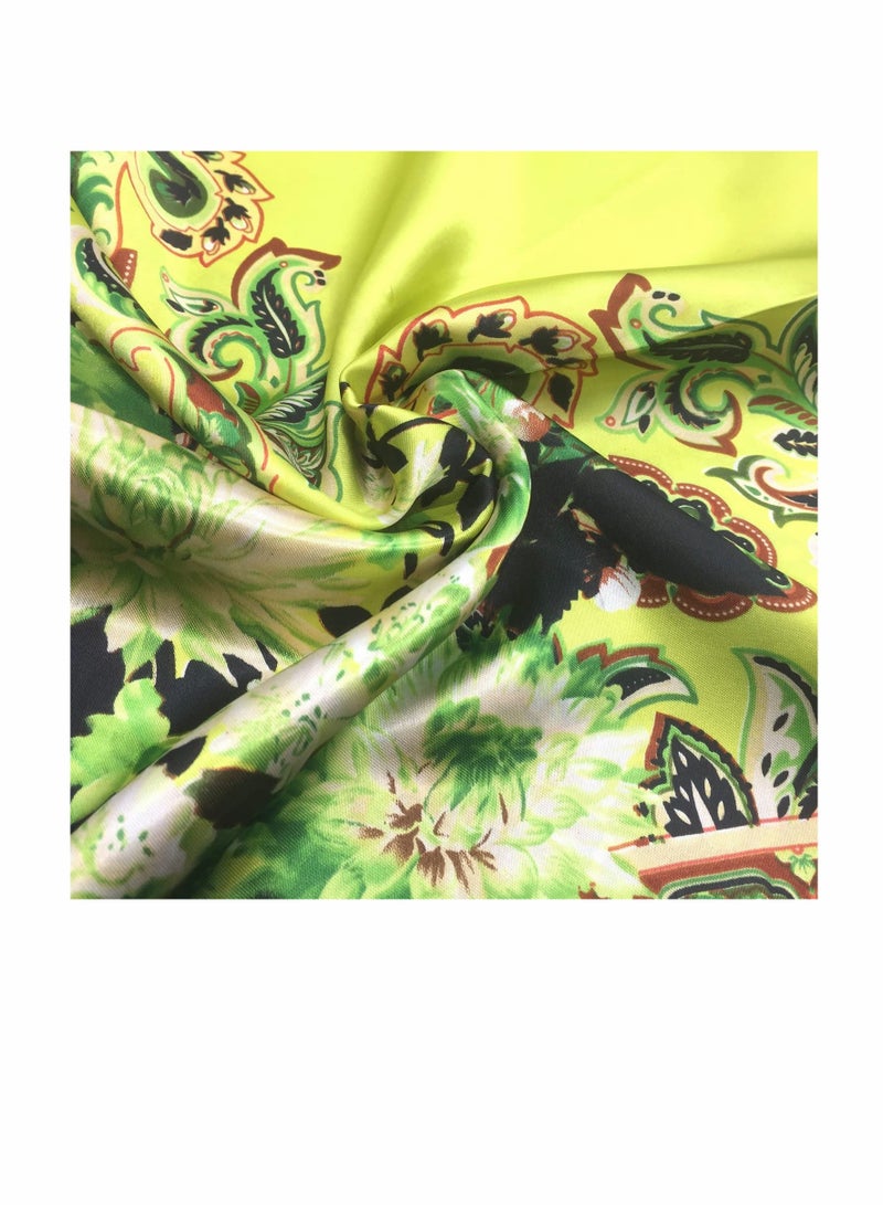 Ladies Scarf Large Head Scarf Flower Pattern Silk Like Scarf Women's Fashion Pattern Large Square Satin Headscarf Headdress - Image 2