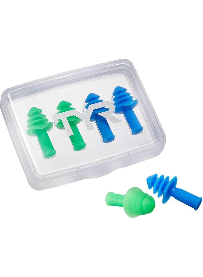 TYR Ergo Flex Ear Plugs 4Pk Swimming Equipment Blue/Green All - Image 1